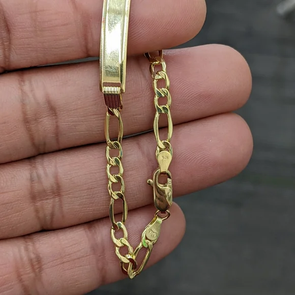 10kt real gold figaro ID bracelet